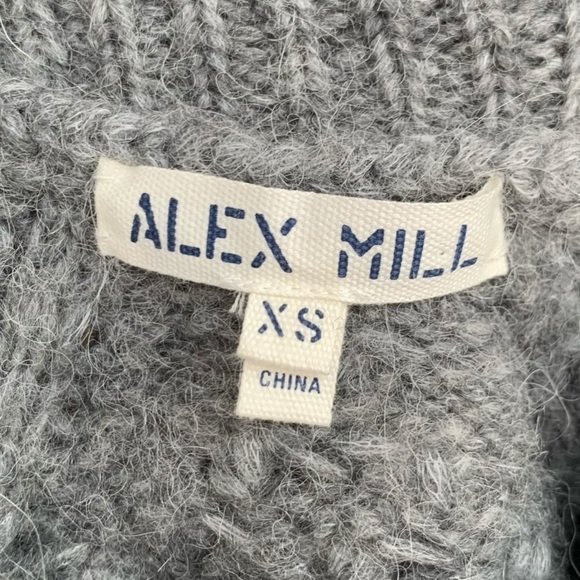 Alex Mill Cable Knit Sweater XS Grey Wool Alpaca Blend Chunky Knit - Picture 13 of 16